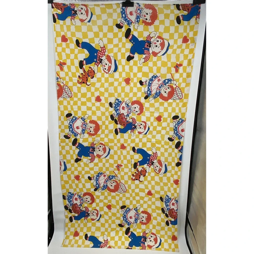 Vintage Raggedy Ann Andy Flat Sheet The Bobbs Merrill‎ Co JC Penney 1970's